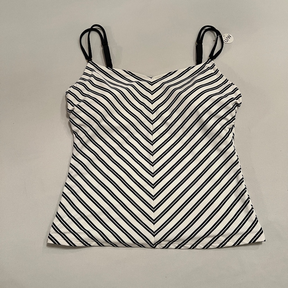 Bleu Rod Beattie Women's Striped Tankini Swim Top Black&White Sz12 D